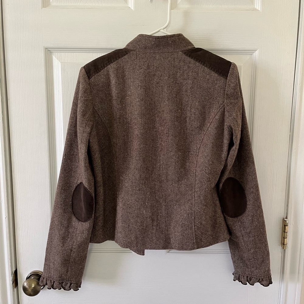 To The Max Brown Ruffle Front Blazer - Picture 2 of 13